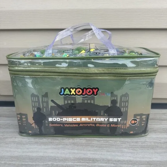 JaxoJoy 200 Piece Army Toy Military Set: Army Men Vehicles Aircraft Boats & More - Picture 2 of 8